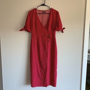 Red polka-dotted Nastygal dress